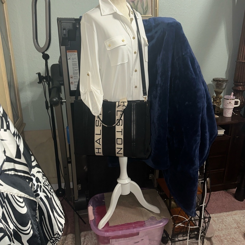 Halston Heritage Black and Cream tote - Picture 10 of 11